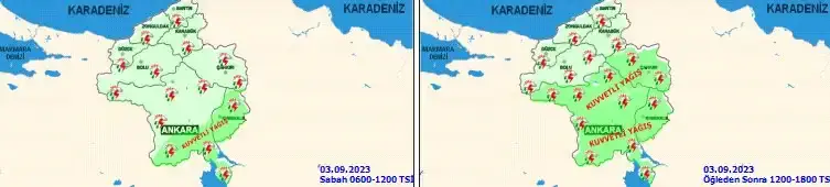 T.C. ÇEVRE, ŞEHİRCİLİK VE İKLİM DEĞİŞİKLİĞİ BAKANLIĞI Meteoroloji Genel Müdürlüğü açıkladı "ANKARADA KUVVETLİ YAĞIŞ UYARISI".