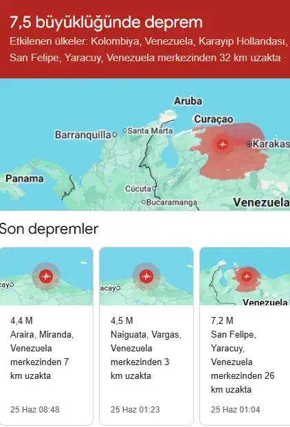 SON DAKİKA  VENEZUELA'DA  39 SANIYE ARAYLA  7.5 VE 7.2 ŞİDDETİNDE İKİZ DEPREM CAN KAYBI VAR!
