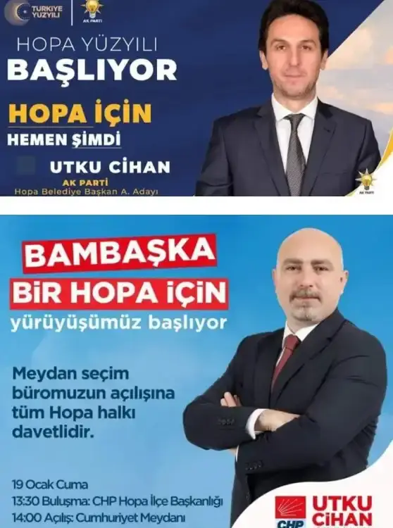 ARTVİN HOPADA AYNI AD AYNI SOYAD " UTKU CİHAN" 2 ADAY GÜNDEM OLDU.